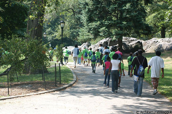 CENTRAL PARK  - Una scolaresca per un pic nic a Central Park? O forse si dirige al Conservatory Garden a nord est?