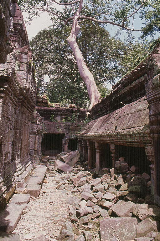 ANGKOR - Preah Khan - un dedalo di di gallerie e cortili racchiusi tra mura turrite e angusti passaggi 
