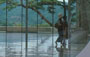 SHIGARAKI, SHIGA. MIHO MUSEUM - Il cerchio perfetto della porta di ingresso in vetro e metallo proietta la vista nell'atrio interno e da questo oltre la vetrata terminale fino al paesaggio