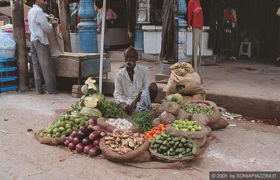 VARANASI - Dasaswamedh Ghat Road: un venditore di verdura ambulante
