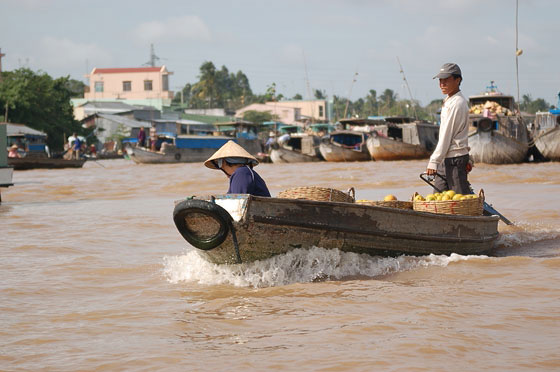 DELTA DEL MEKONG - Le caratteristiche piccole imbarcazioni che si muovono tra le barche del mercato galleggiante di Cai Rang