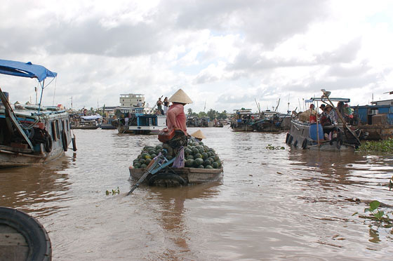 DELTA DEL MEKONG - Mercato galleggiante di Cai Rang: il lento procedere delle imbarcazioni che trasportano frutta dalle barche al mercato cittadino