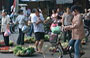 HANOI. Nei pressi del mercato di Dong Xuan donne in strada con cesti colmi di verdure